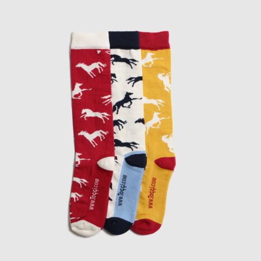 Toggi Children's Shersby Socks Pack of 3 Equine Horse design Blue size 10-3 